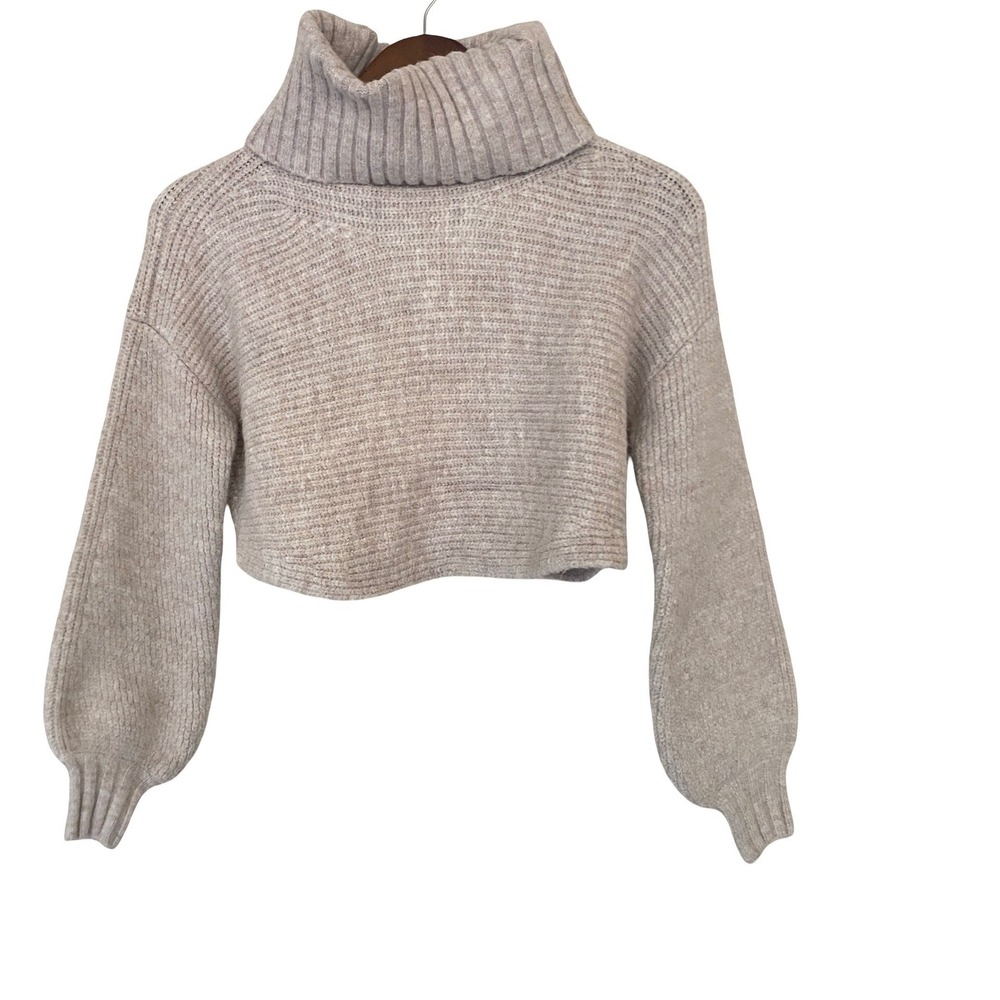 Michael Costello x REVOLVE Women Sweater XS Beige Cropped Crossover Back Knit